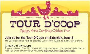 Cover photo for 2016 Tour d' Coop:  June 4th 10am-4pm, Raleigh NC