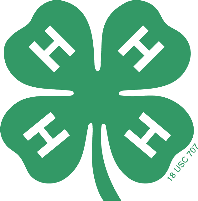 4-H Logo, green four leaf clover with 4 white H's